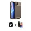 MARSİLYAN™- iPhone 11 Kılıf Eksen Form Prime - Siyah 3D Antistatik Mat Seramik Nano Ekran Koruyucu + PVD Metal Kamera Lens - YL