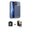 MARSİLYAN™- iPhone 11 Kılıf Eksen Form Prime - Siyah 3D Antistatik Mat Seramik Nano Ekran Koruyucu + PVD Metal Kamera Lens - YL