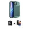 MARSİLYAN™- iPhone 11 Kılıf Eksen Form Prime - Siyah 3D Antistatik Mat Seramik Nano Ekran Koruyucu + PVD Metal Kamera Lens - YL