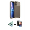 MARSİLYAN™- iPhone 11 Kılıf Eksen Form Prime - Siyah 3D Antistatik Mat Seramik Nano Ekran Koruyucu + Raze Metal Kamera Lens - MI