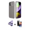 MARSİLYAN™- iPhone 11 Kılıf Eksen Form Prime - Siyah 3D Antistatik Mat Seramik Nano Ekran Koruyucu + Raze Metal Kamera Lens - MR