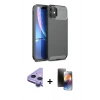 MARSİLYAN™- iPhone 11 Kılıf Eksen Form Prime - Siyah 3D Antistatik Mat Seramik Nano Ekran Koruyucu + Raze Metal Kamera Lens - MR