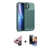 MARSİLYAN™- iPhone 11 Kılıf Eksen Form Prime - Siyah 3D Antistatik Mat Seramik Nano Ekran Koruyucu + Raze Metal Kamera Lens - SH