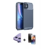 MARSİLYAN™- iPhone 11 Kılıf Eksen Form Prime - Siyah 3D Antistatik Mat Seramik Nano Ekran Koruyucu + Raze Metal Kamera Lens - MR