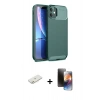 MARSİLYAN™- iPhone 11 Kılıf Eksen Form Prime - Siyah 3D Antistatik Mat Seramik Nano Ekran Koruyucu + Renkli Kamera Lens Koruma Cam - TU