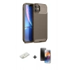 MARSİLYAN™- iPhone 11 Kılıf Eksen Form Prime - Siyah 3D Antistatik Mat Seramik Nano Ekran Koruyucu + Renkli Kamera Lens Koruma Cam - TU