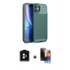MARSİLYAN™- iPhone 11 Kılıf Eksen Form Prime - Siyah 3D Antistatik Mat Seramik Nano Ekran Koruyucu + PVD Metal Kamera Lens - TU
