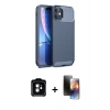 MARSİLYAN™- iPhone 11 Kılıf Eksen Form Prime - Siyah 3D Antistatik Mat Seramik Nano Ekran Koruyucu + PVD Metal Kamera Lens - TU