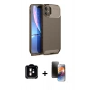 MARSİLYAN™- iPhone 11 Kılıf Eksen Form Prime - Siyah 3D Antistatik Mat Seramik Nano Ekran Koruyucu + PVD Metal Kamera Lens - TU