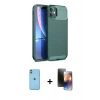 MARSİLYAN™- iPhone 11 Kılıf Eksen Form Prime - Siyah 3D Antistatik Mat Seramik Nano Ekran Koruyucu + Neon Fosforlu Kamera Lens - YL