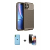 MARSİLYAN™- iPhone 11 Kılıf Eksen Form Prime - Siyah 3D Antistatik Mat Seramik Nano Ekran Koruyucu + Neon Fosforlu Kamera Lens - YL