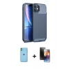 MARSİLYAN™- iPhone 11 Kılıf Eksen Form Prime - Siyah 3D Antistatik Mat Seramik Nano Ekran Koruyucu + Neon Fosforlu Kamera Lens - YL