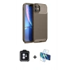 MARSİLYAN™- iPhone 11 Kılıf Eksen Form Prime - Siyah 3D Antistatik Seramik Nano Ekran Koruyucu + PVD Metal Kamera Lens - MI