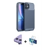 MARSİLYAN™- iPhone 11 Kılıf Eksen Form Prime - Siyah 3D Antistatik Seramik Nano Ekran Koruyucu + Raze Metal Kamera Lens - MR