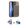 MARSİLYAN™- iPhone 11 Kılıf Eksen Form Prime - Siyah 3D Antistatik Seramik Nano Ekran Koruyucu + Raze Metal Kamera Lens - MR