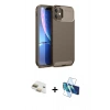 MARSİLYAN™- iPhone 11 Kılıf Eksen Form Prime - Siyah 3D Antistatik Seramik Nano Ekran Koruyucu + Pers Alüminyum Kamera Lens - GD