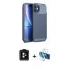 MARSİLYAN™- iPhone 11 Kılıf Eksen Form Prime - Siyah 3D Antistatik Seramik Nano Ekran Koruyucu + PVD Metal Kamera Lens - TU