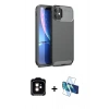 MARSİLYAN™- iPhone 11 Kılıf Eksen Form Prime - Siyah 3D Antistatik Seramik Nano Ekran Koruyucu + PVD Metal Kamera Lens - TU