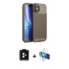 MARSİLYAN™- iPhone 11 Kılıf Eksen Form Prime - Siyah 3D Antistatik Seramik Nano Ekran Koruyucu + PVD Metal Kamera Lens - TU