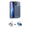 MARSİLYAN™- iPhone 11 Kılıf Eksen Form Prime - Siyah 3D Antistatik Seramik Nano Ekran Koruyucu + Raze Metal Kamera Lens - GS