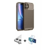 MARSİLYAN™- iPhone 11 Kılıf Eksen Form Prime - Siyah 3D Antistatik Seramik Nano Ekran Koruyucu + Raze Metal Kamera Lens - GS