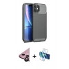 MARSİLYAN™- iPhone 11 Kılıf Eksen Form Prime - Siyah 3D Antistatik Seramik Nano Ekran Koruyucu + Raze Metal Kamera Lens - SH