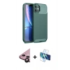 MARSİLYAN™- iPhone 11 Kılıf Eksen Form Prime - Siyah 3D Antistatik Seramik Nano Ekran Koruyucu + Raze Metal Kamera Lens - SH