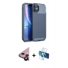 MARSİLYAN™- iPhone 11 Kılıf Eksen Form Prime - Siyah 3D Antistatik Seramik Nano Ekran Koruyucu + Raze Metal Kamera Lens - SH