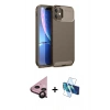MARSİLYAN™- iPhone 11 Kılıf Eksen Form Prime - Siyah 3D Antistatik Seramik Nano Ekran Koruyucu + Raze Metal Kamera Lens - SH