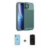 MARSİLYAN™- iPhone 11 Kılıf Eksen Form Prime - Siyah 6D Antistatik Mat Seramik Hayalet Nano Ekran Koruyucu + Neon Fosforlu Kamera Lens - YL