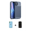 MARSİLYAN™- iPhone 11 Kılıf Eksen Form Prime - Siyah 6D Antistatik Mat Seramik Hayalet Nano Ekran Koruyucu + Neon Fosforlu Kamera Lens - YL