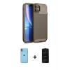 MARSİLYAN™- iPhone 11 Kılıf Eksen Form Prime - Siyah 6D Antistatik Mat Seramik Hayalet Nano Ekran Koruyucu + Neon Fosforlu Kamera Lens - TU