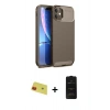 MARSİLYAN™- iPhone 11 Kılıf Eksen Form Prime - Siyah 6D Antistatik Mat Seramik Hayalet Nano Ekran Koruyucu + Kırmızı Rainbow Kamera Lens Koruma Cam