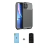 MARSİLYAN™- iPhone 11 Kılıf Eksen Form Prime - Siyah 6D Antistatik Mat Seramik Hayalet Nano Ekran Koruyucu + Neon Fosforlu Kamera Lens - YL