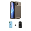 MARSİLYAN™- iPhone 11 Kılıf Eksen Form Prime - Siyah 6D Antistatik Mat Seramik Hayalet Nano Ekran Koruyucu + Neon Fosforlu Kamera Lens - YL