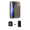 MARSİLYAN™- iPhone 11 Kılıf Eksen Form Prime - Siyah 6D Antistatik Mat Seramik Hayalet Nano Ekran Koruyucu + PVD Metal Kamera Lens - TU