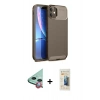 MARSİLYAN™- iPhone 11 Kılıf Eksen Form Prime - Siyah 6D Mat Seramik Hayalet Nano Ekran Koruyucu + Raze Metal Kamera Lens - KI