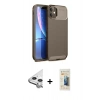 MARSİLYAN™- iPhone 11 Kılıf Eksen Form Prime - Siyah 6D Mat Seramik Hayalet Nano Ekran Koruyucu + Raze Metal Kamera Lens - GS