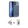 MARSİLYAN™- iPhone 11 Kılıf Eksen Form Prime - Siyah 6D Mat Seramik Hayalet Nano Ekran Koruyucu + Raze Metal Kamera Lens - GS