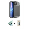 MARSİLYAN™- iPhone 11 Kılıf Eksen Form Prime - Siyah 6D Mat Seramik Hayalet Nano Ekran Koruyucu + Raze Metal Kamera Lens - MI