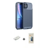 MARSİLYAN™- iPhone 11 Kılıf Eksen Form Prime - Siyah 6D Mat Seramik Hayalet Nano Ekran Koruyucu + Renkli Kamera Lens Koruma Cam - SI