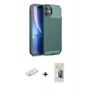 MARSİLYAN™- iPhone 11 Kılıf Eksen Form Prime - Siyah 6D Mat Seramik Hayalet Nano Ekran Koruyucu + Renkli Kamera Lens Koruma Cam - SI