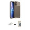 MARSİLYAN™- iPhone 11 Kılıf Eksen Form Prime - Siyah 6D Mat Seramik Hayalet Nano Ekran Koruyucu + Renkli Kamera Lens Koruma Cam - YL