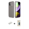 MARSİLYAN™- iPhone 11 Kılıf Eksen Form Prime - Siyah 6D Mat Seramik Hayalet Nano Ekran Koruyucu + Renkli Kamera Lens Koruma Cam - PE