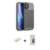 MARSİLYAN™- iPhone 11 Kılıf Eksen Form Prime - Siyah 6D Mat Seramik Hayalet Nano Ekran Koruyucu + Renkli Kamera Lens Koruma Cam - PE
