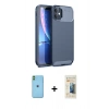 MARSİLYAN™- iPhone 11 Kılıf Eksen Form Prime - Siyah 6D Mat Seramik Hayalet Nano Ekran Koruyucu + Yeşil Neon Fosforlu Kamera Lens