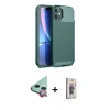 MARSİLYAN™- iPhone 11 Kılıf Eksen Form Prime - Siyah Bilvis 3D Cam Ekran Koruyucu + Raze Metal Kamera Lens - KI