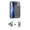 MARSİLYAN™- iPhone 11 Kılıf Eksen Form Prime - Siyah Bilvis 3D Cam Ekran Koruyucu + Raze Metal Kamera Lens - KI