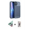 MARSİLYAN™- iPhone 11 Kılıf Eksen Form Prime - Siyah Bilvis 3D Cam Ekran Koruyucu + Raze Metal Kamera Lens - KI