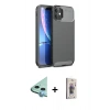 MARSİLYAN™- iPhone 11 Kılıf Eksen Form Prime - Siyah Bilvis 3D Cam Ekran Koruyucu + Raze Metal Kamera Lens - MI
